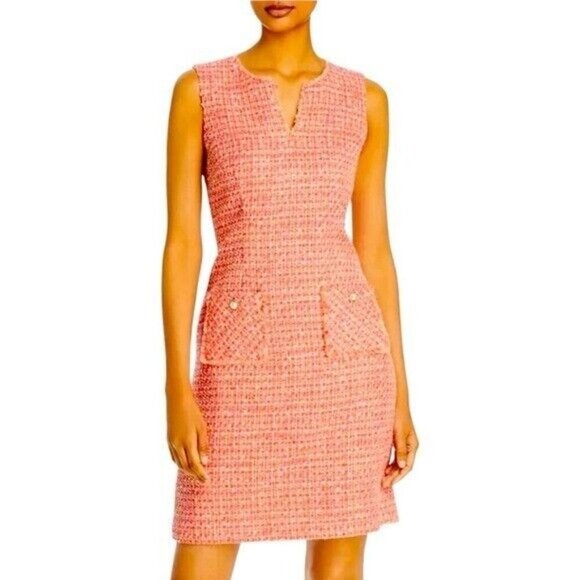 KARL LAGERFELD PARIS Tweed Pocket Shift Dress Size 12 NEW - Picture 1 of 8